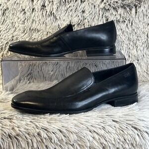 Men's Hugo Boss Varmin Black Leather Slip On‎ Dress Shoes  50246654 NEW